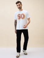Mens Printed Round Neck Half Sleeves Oversized Tshirt