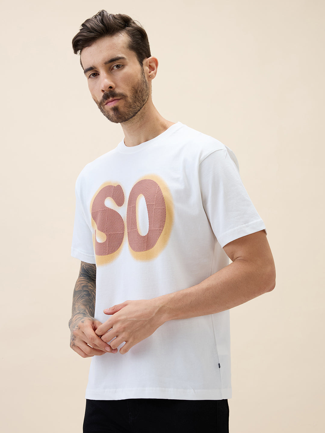 Mens Printed Round Neck Half Sleeves Oversized Tshirt Secondary image