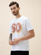 Mens Printed Round Neck Half Sleeves Oversized Tshirt