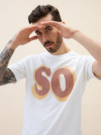 Mens Printed Round Neck Half Sleeves Oversized Tshirt