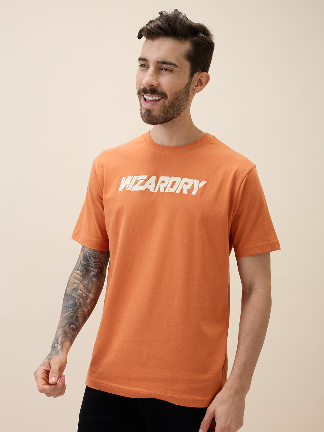 Men's Printed Round Neck Half Sleeves Oversized Tshirt Secondary image