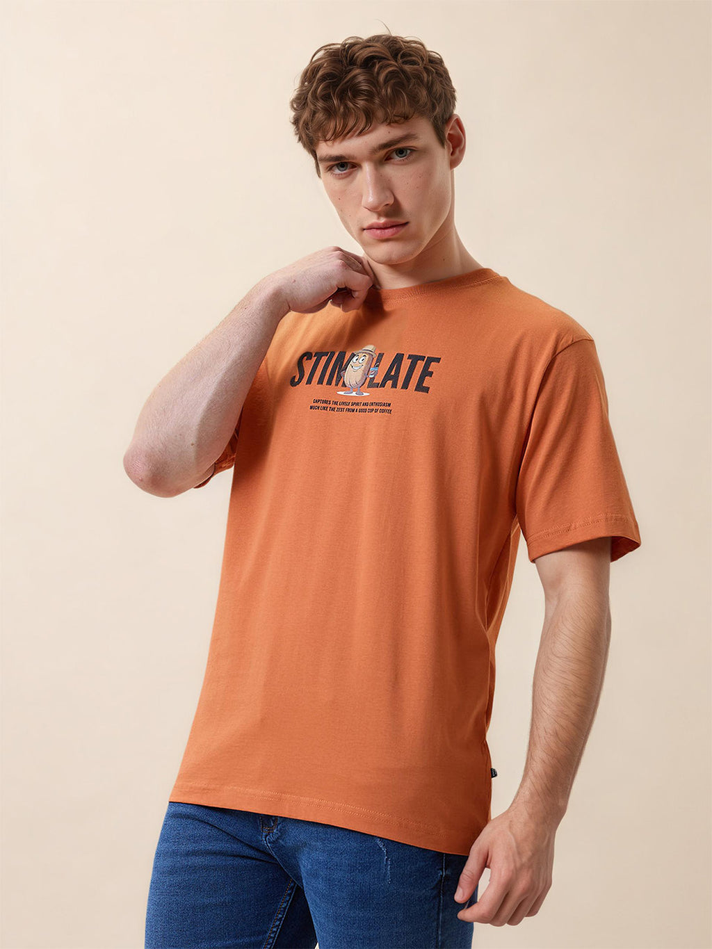 Status Quo Men's Printed Round Neck Half Sleeves Oversized T-shirt