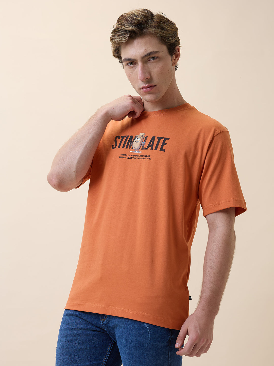 Status Quo Men's Printed Round Neck Half Sleeves Oversized T-shirt Secondary image