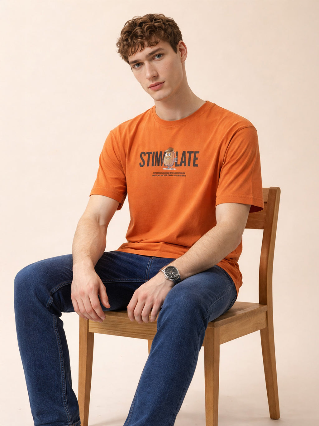 Status Quo Men's Printed Round Neck Half Sleeves Oversized T-shirt