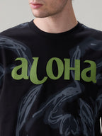Status Quo Men's Oversized Typography Print Round Neck T-Shirt