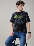 Status Quo Men's Oversized Typography Print Round Neck T-Shirt