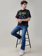 Status Quo Men's Oversized Typography Print Round Neck T-Shirt
