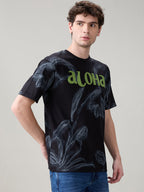 Status Quo Men's Oversized Typography Print Round Neck T-Shirt