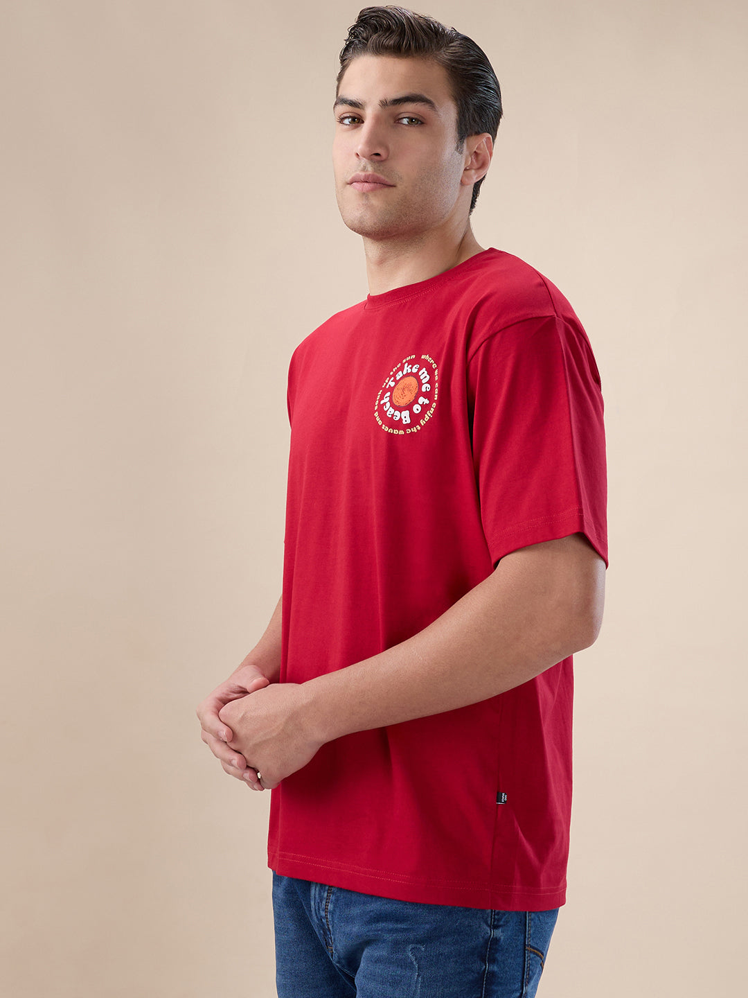 Maroon Backprint Oversized T-Shirt Secondary image