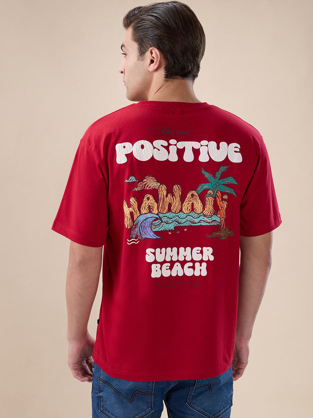 Maroon Backprint Oversized T-Shirt