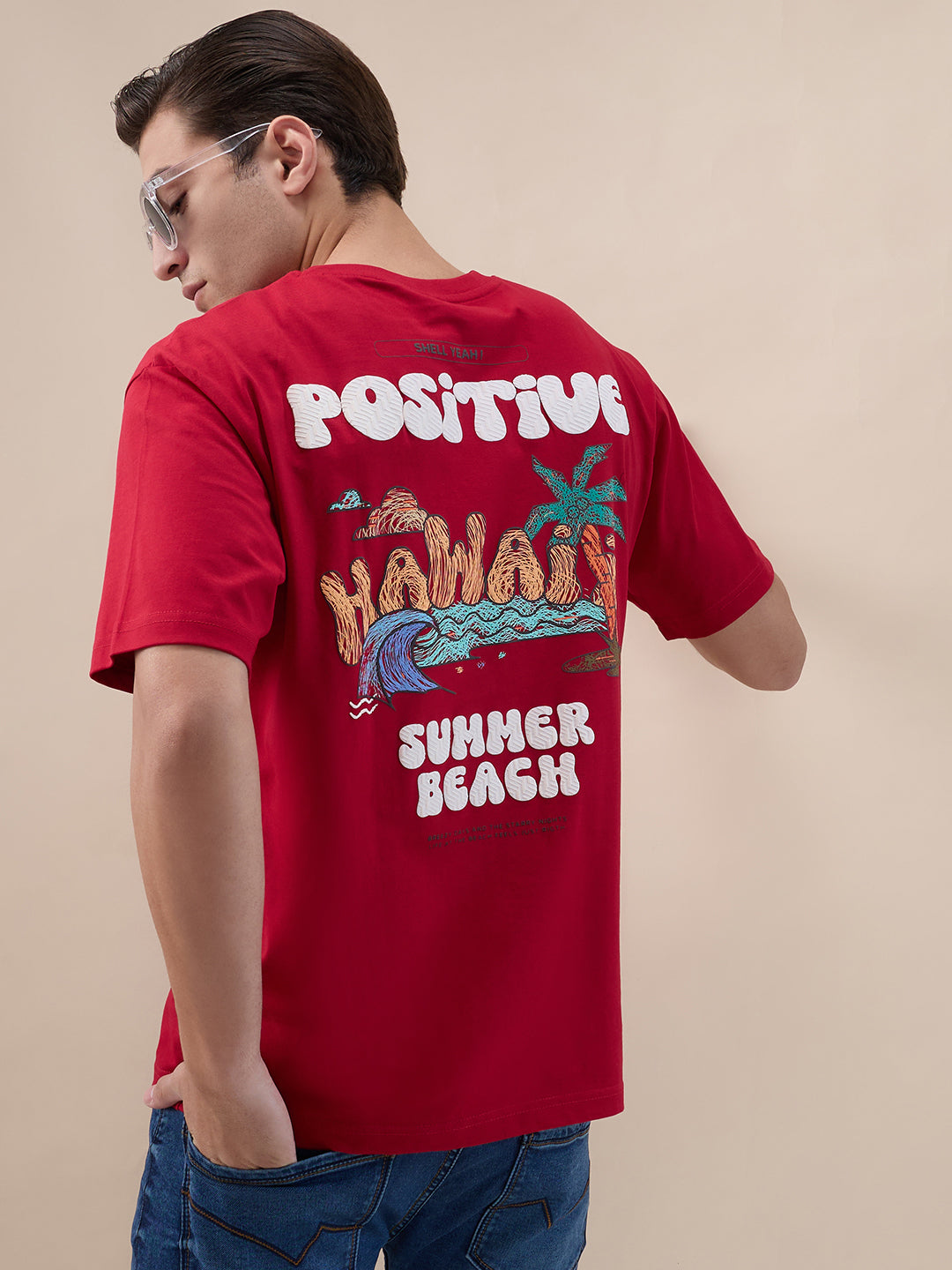 Maroon Backprint Oversized T-Shirt