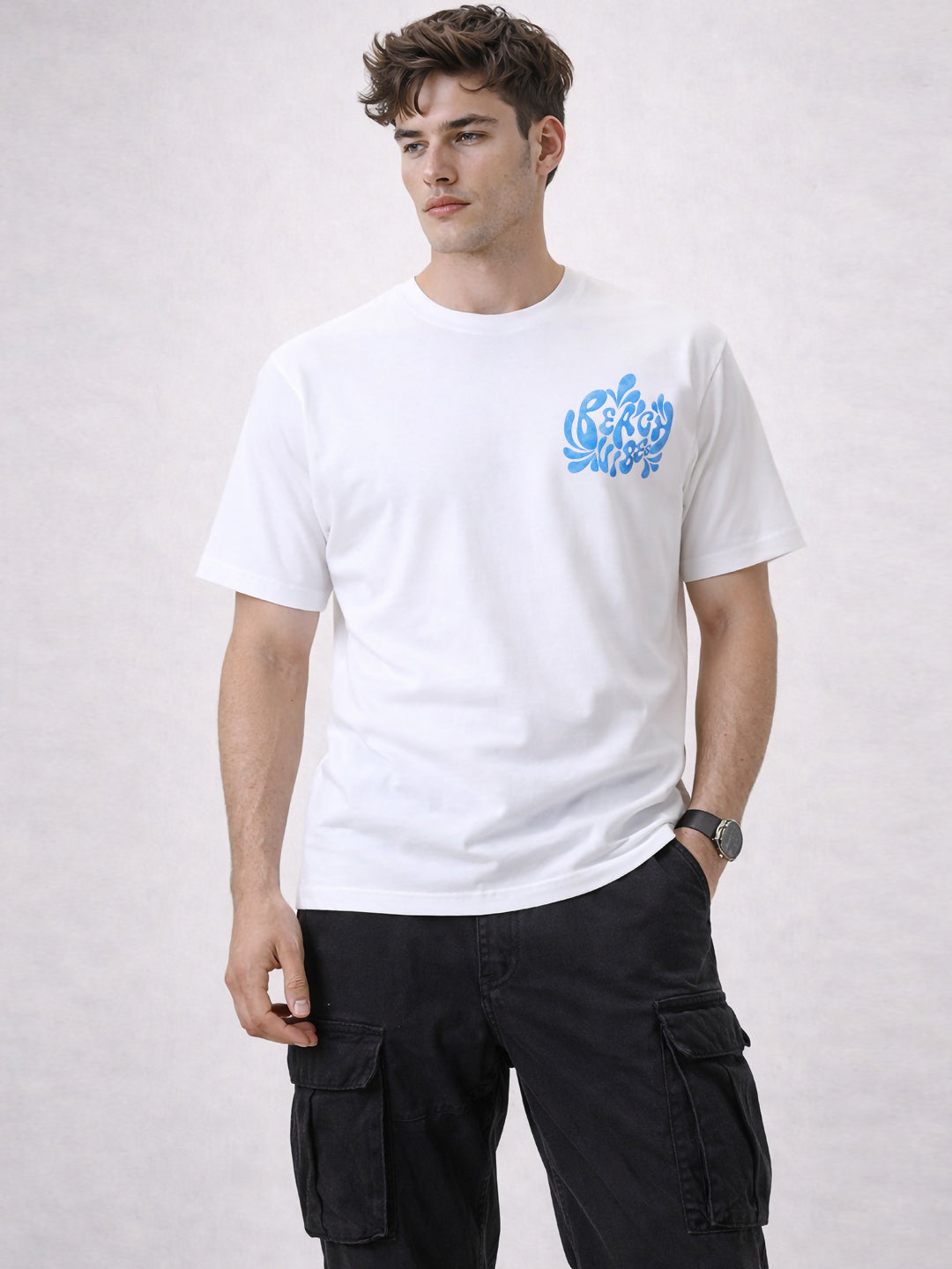 Status Quo Men's Printed Round Neck Half Sleeves Oversized T-shirt