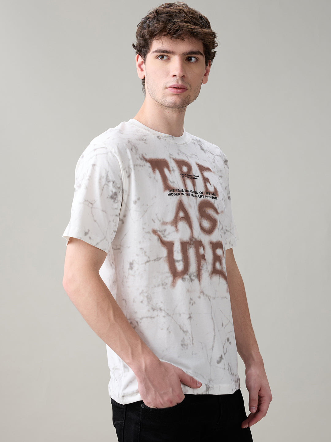 Status Quo Men's Typography Print Round Neck Regular Fit T-Shirt