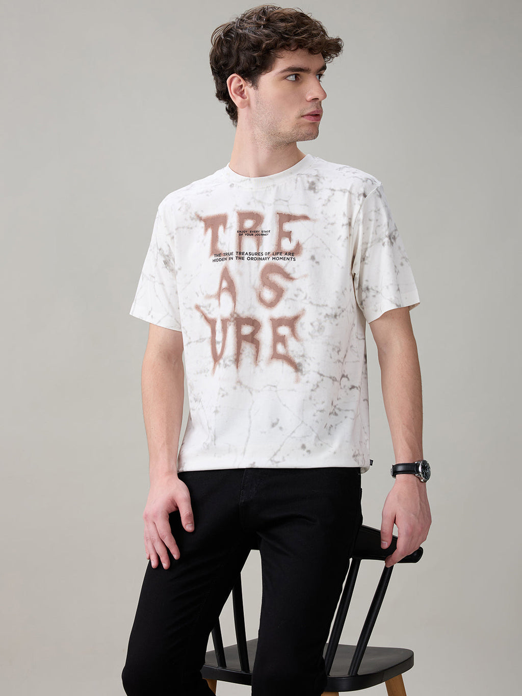Status Quo Men's Typography Print Round Neck Regular Fit T-Shirt