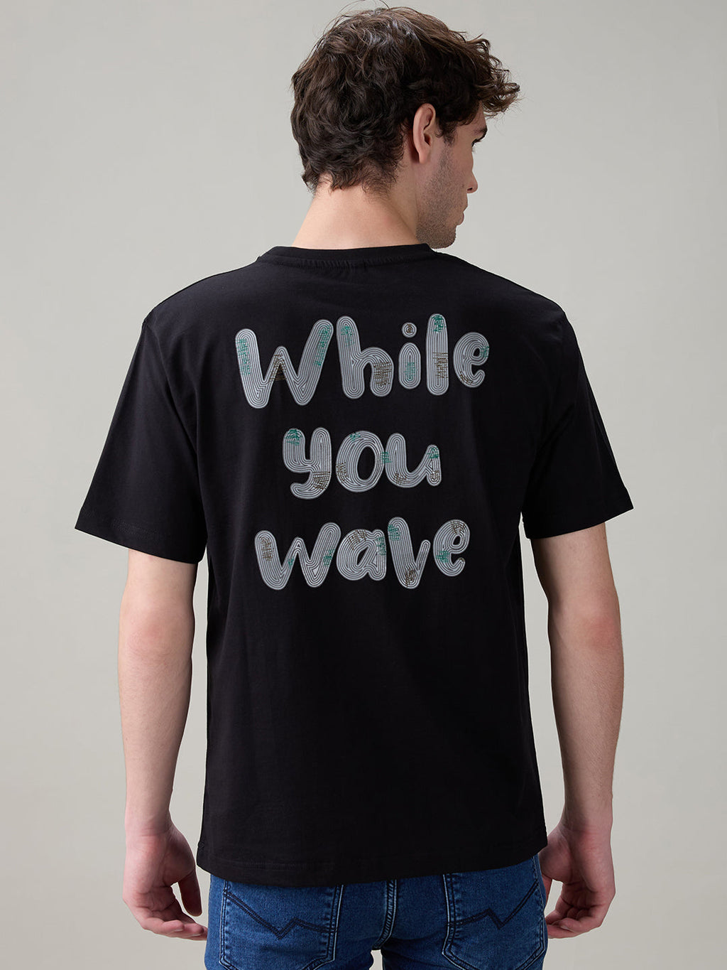 Status Quo Men's Regular Fit Round Neck T-Shirt with Typography and Graphic Print