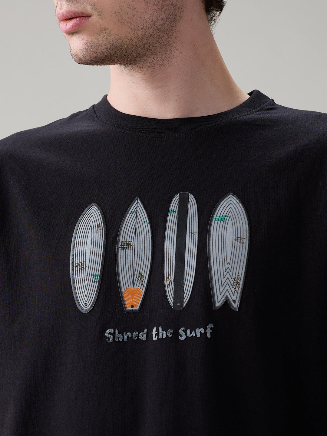 Status Quo Men's Regular Fit Round Neck T-Shirt with Typography and Graphic Print