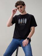 Status Quo Men's Regular Fit Round Neck T-Shirt with Typography and Graphic Print