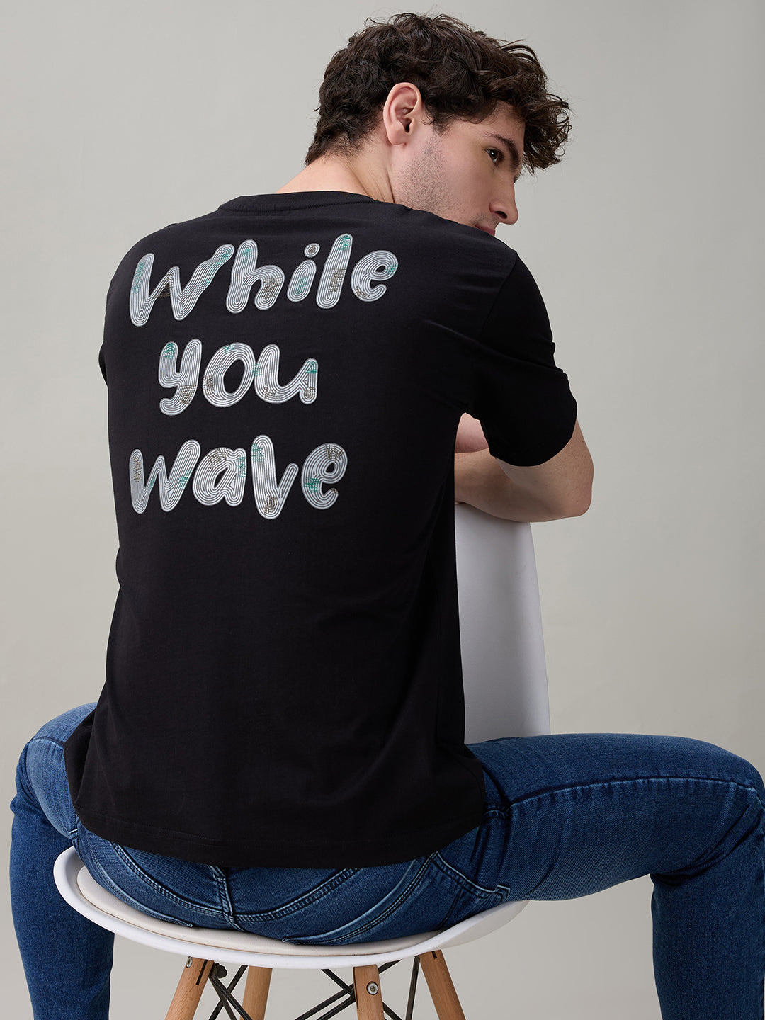 Status Quo Men's Regular Fit Round Neck T-Shirt with Typography and Graphic Print