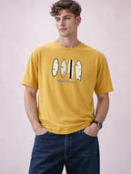 Status Quo Men’s Regular Fit Round Neck T-Shirt with Typography and Graphic Print