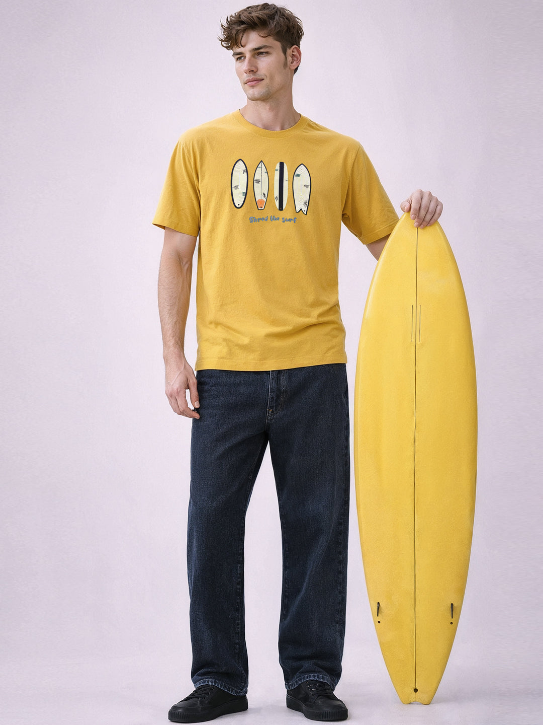 Status Quo Men’s Regular Fit Round Neck T-Shirt with Typography and Graphic Print