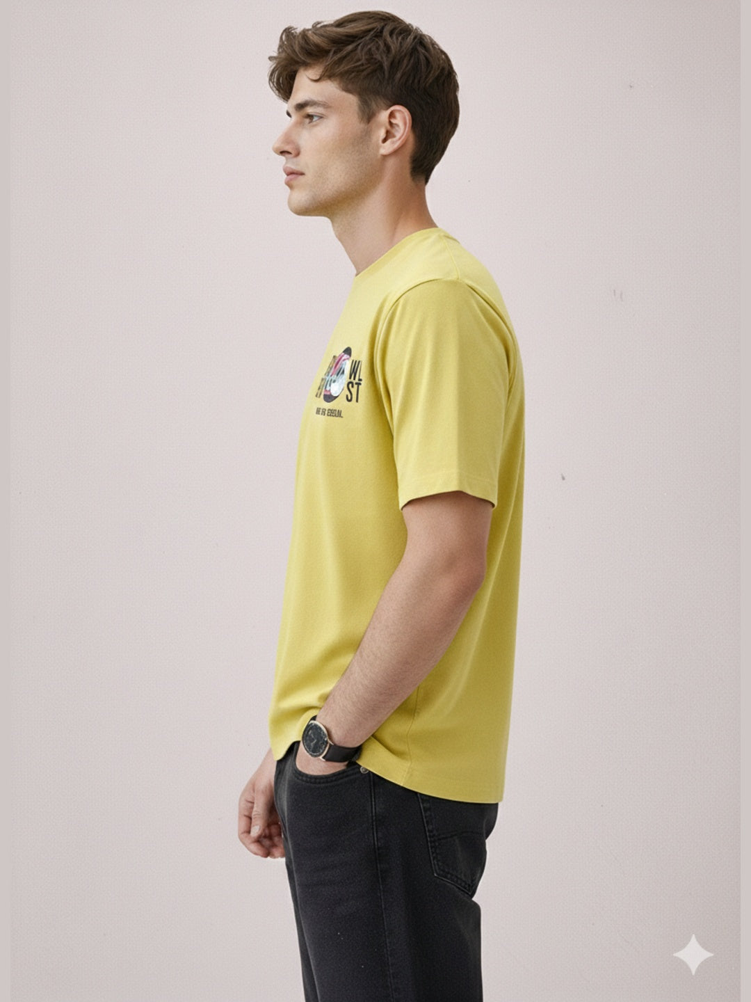 Men's Printed Round Neck Half Sleeves Regular Fit Tshirt