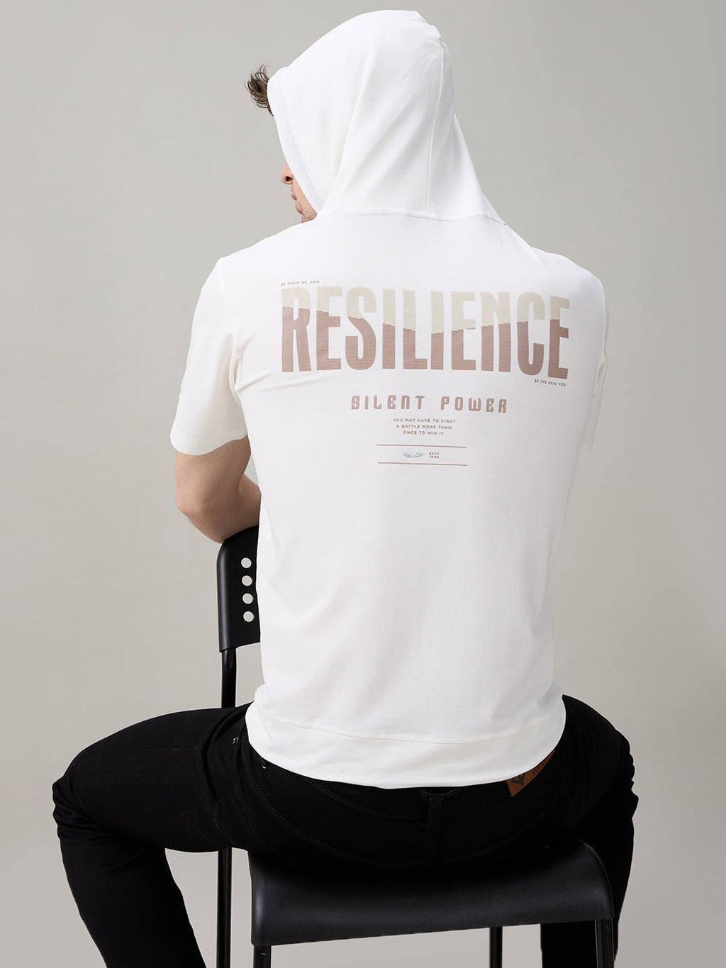 Status Quo Men's Typography Printed Hooded Neck Regular Fit T-Shirt