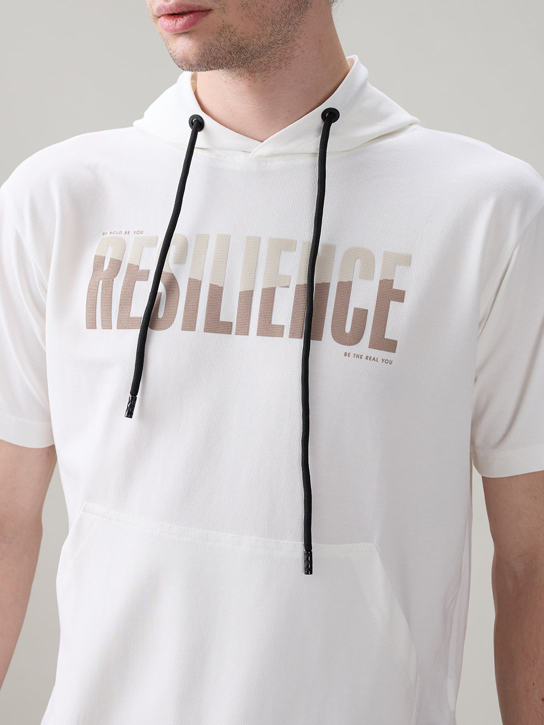 Status Quo Men's Typography Printed Hooded Neck Regular Fit T-Shirt