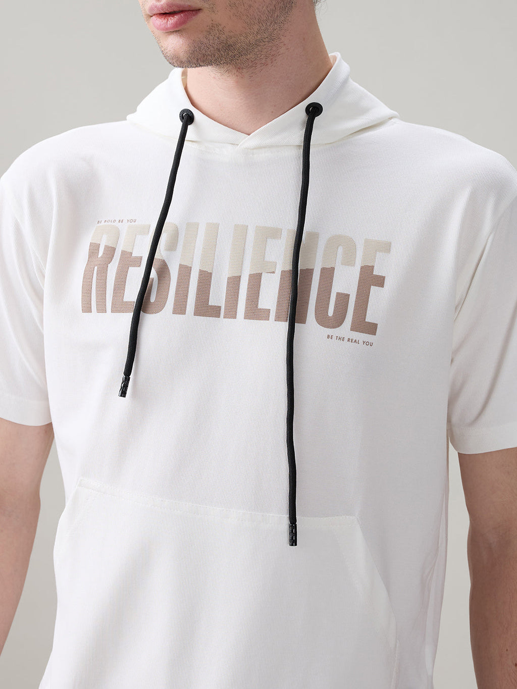 Status Quo Men's Typography Printed Hooded Neck Regular Fit T-Shirt