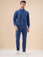 Status Quo Men's Regular Fit Solid Tracksuit with Side Stripes and Full Sleeves