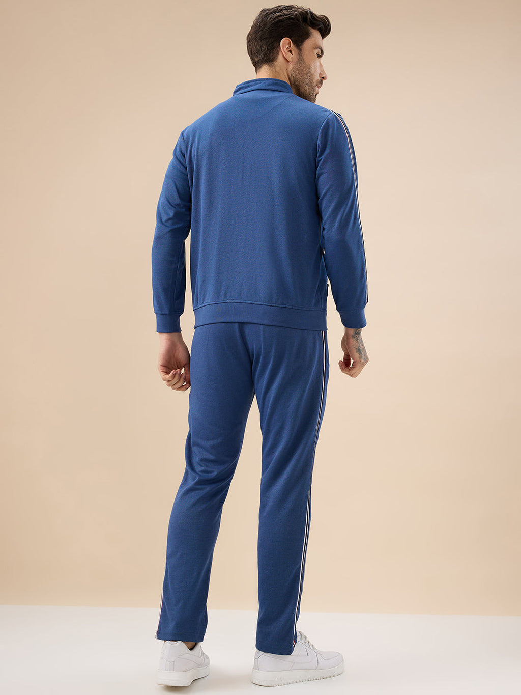 Status Quo Men's Regular Fit Solid Tracksuit with Side Stripes and Full Sleeves