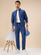 Status Quo Men's Regular Fit Solid Tracksuit with Side Stripes and Full Sleeves