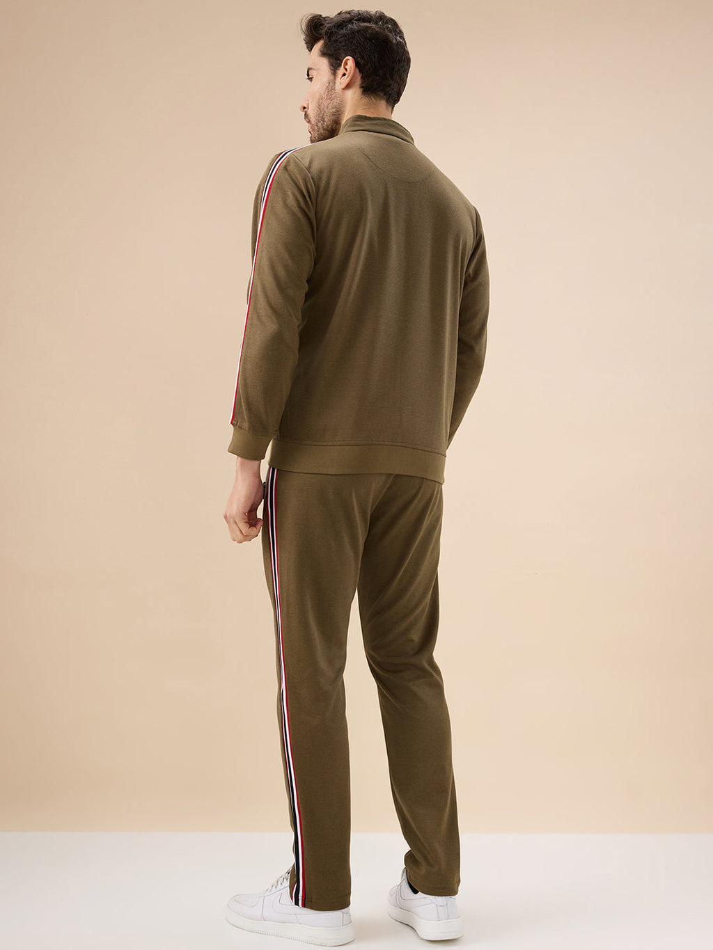 Status Quo Men's Regular Fit Solid Tracksuit with Side Stripes and Full Sleeves