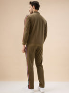 Status Quo Men's Regular Fit Solid Tracksuit with Side Stripes and Full Sleeves