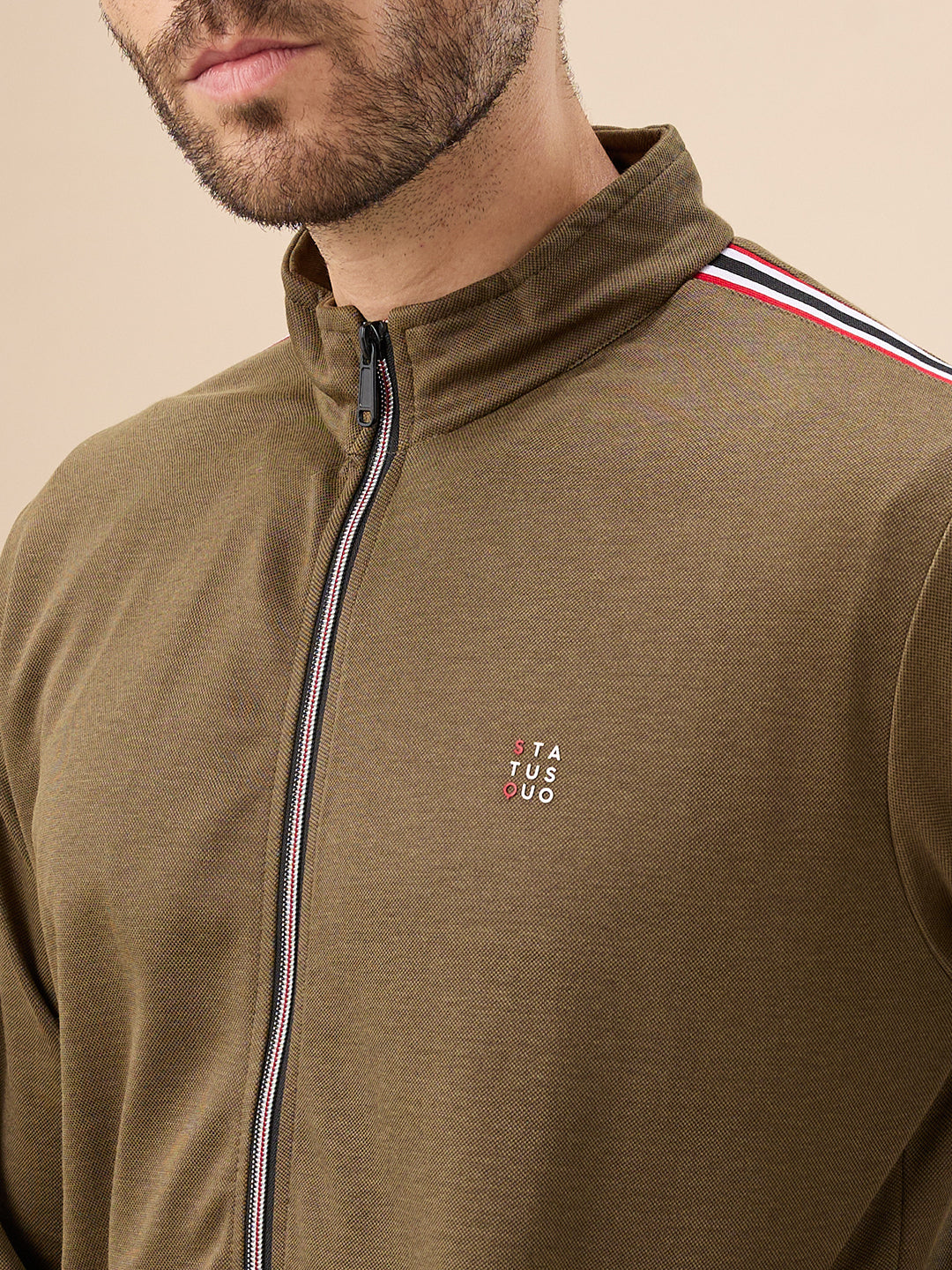 Status Quo Men's Regular Fit Solid Tracksuit with Side Stripes and Full Sleeves