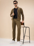 Status Quo Men's Regular Fit Solid Tracksuit with Side Stripes and Full Sleeves