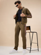 Status Quo Men's Regular Fit Solid Tracksuit with Side Stripes and Full Sleeves
