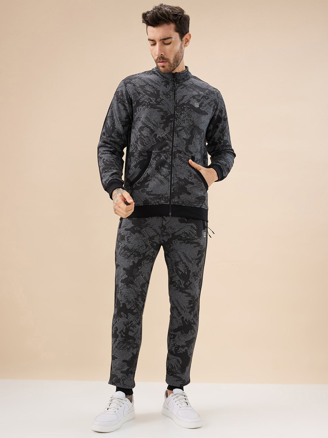 Status Quo Men's Printed Regular Fit Tracksuit with Jacket Kangaroo Pockets and Joggers Secondary image