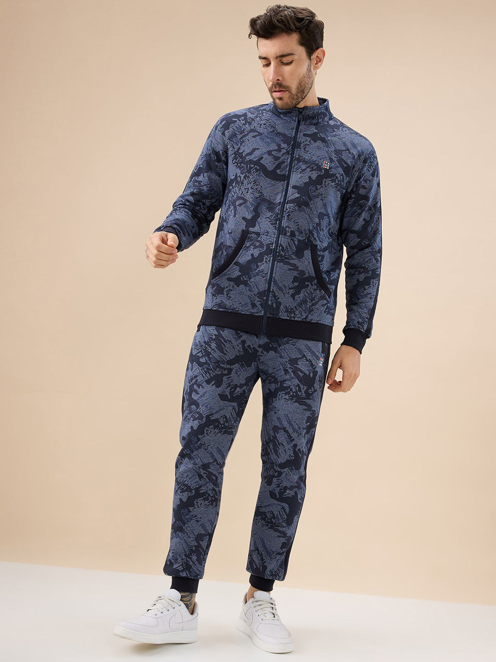Status Quo Men's Printed Regular Fit Tracksuit with Jacket Kangaroo Pockets and Joggers