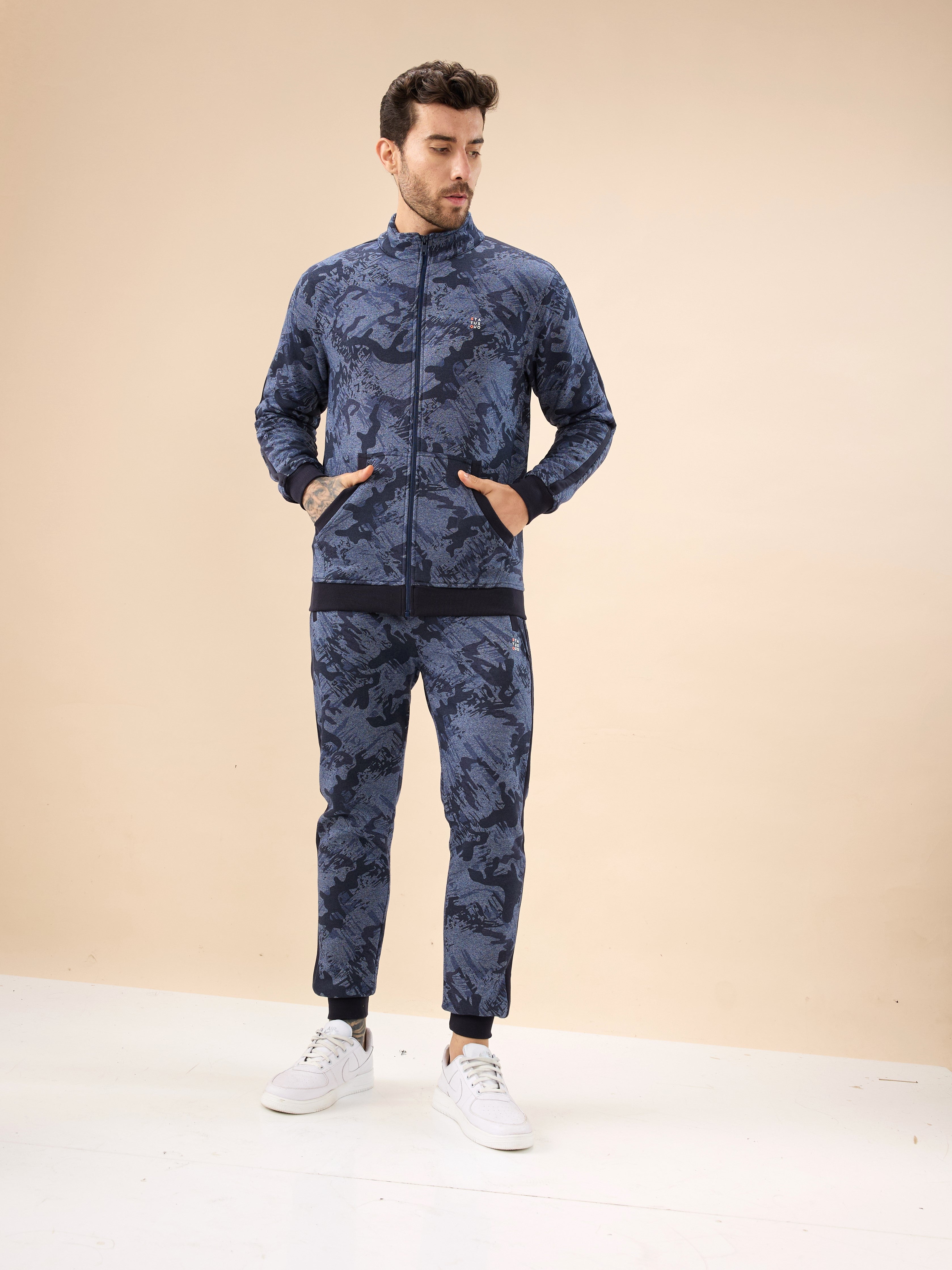 Status Quo Men's Printed Regular Fit Tracksuit with Jacket Kangaroo Pockets and Joggers Secondary image