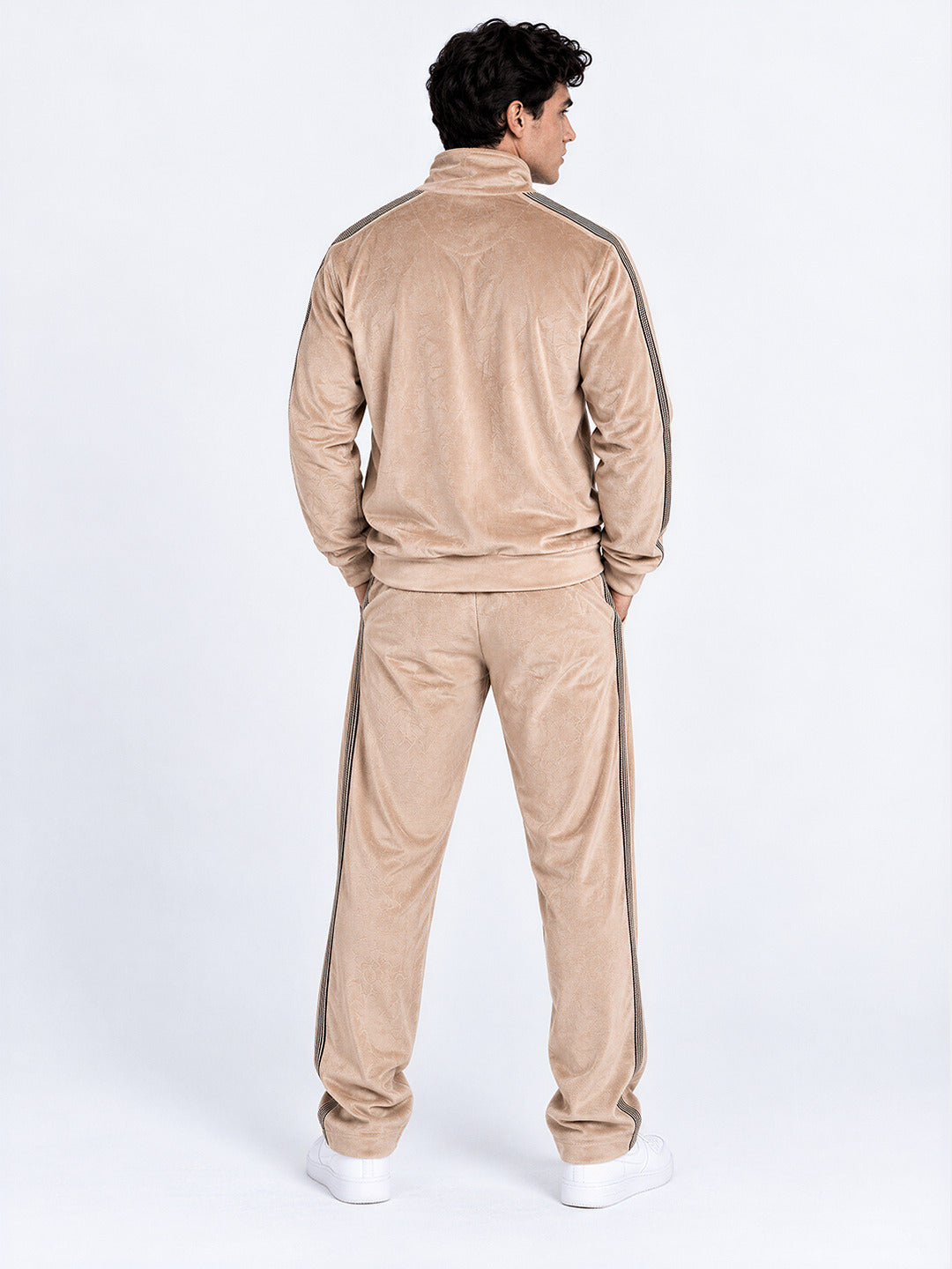 Men's Solid Mock Collar Tracksuit with Long Sleeves Secondary image