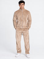 Men's Solid Mock Collar Tracksuit with Long Sleeves