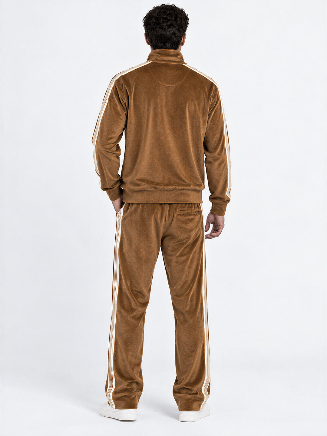 Men's Solid Mock Collar Tracksuit with Long Sleeves