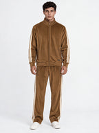 Men's Solid Mock Collar Tracksuit with Long Sleeves