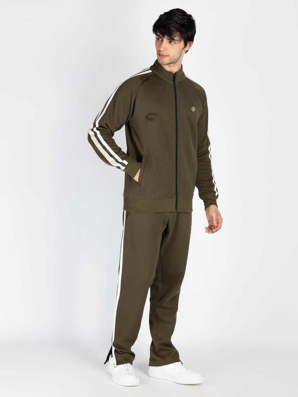 Mens Colorblocked Full Sleeve High Neck Tracksuit