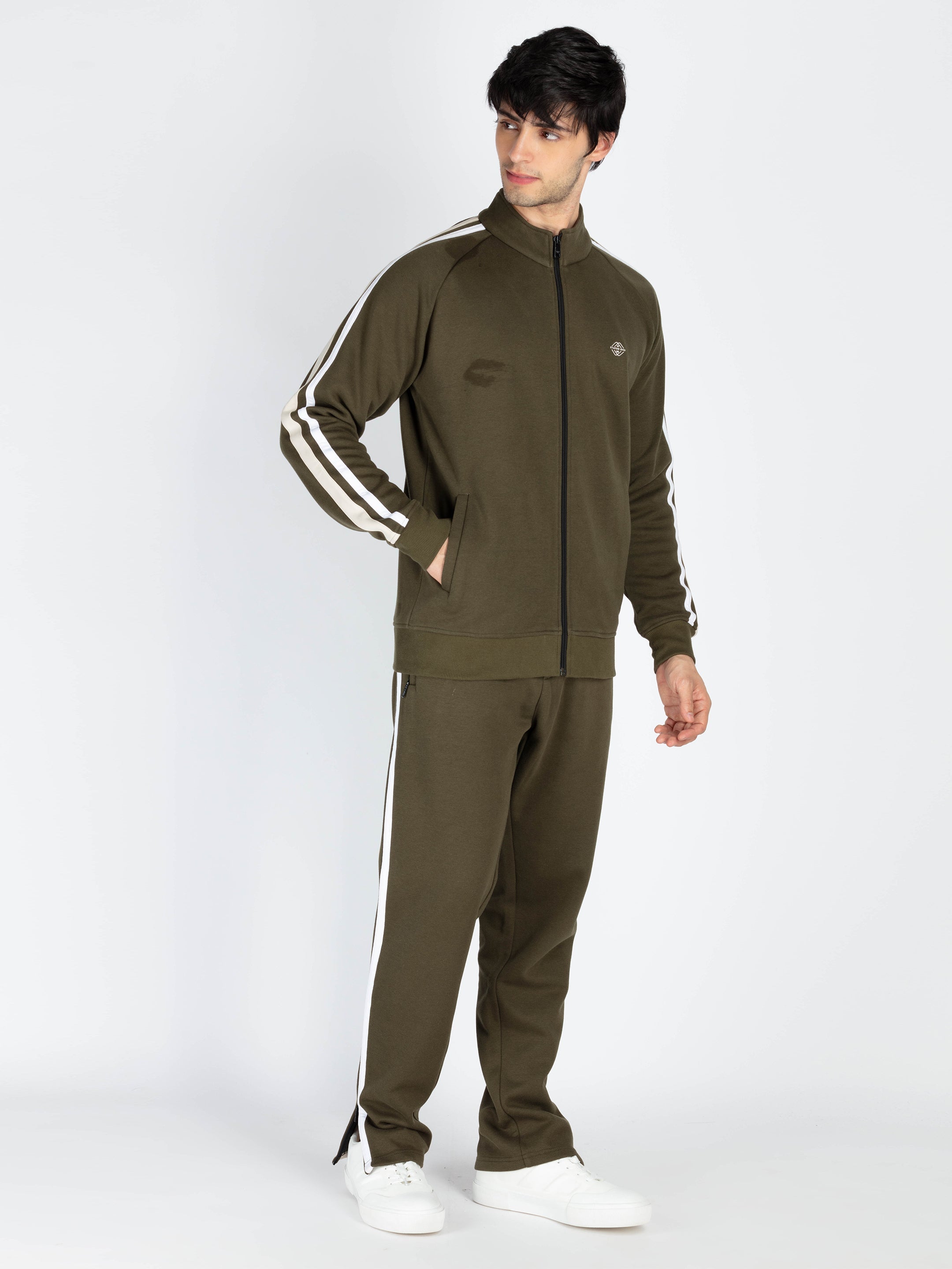 Mens Colorblocked Full Sleeve High Neck Tracksuit