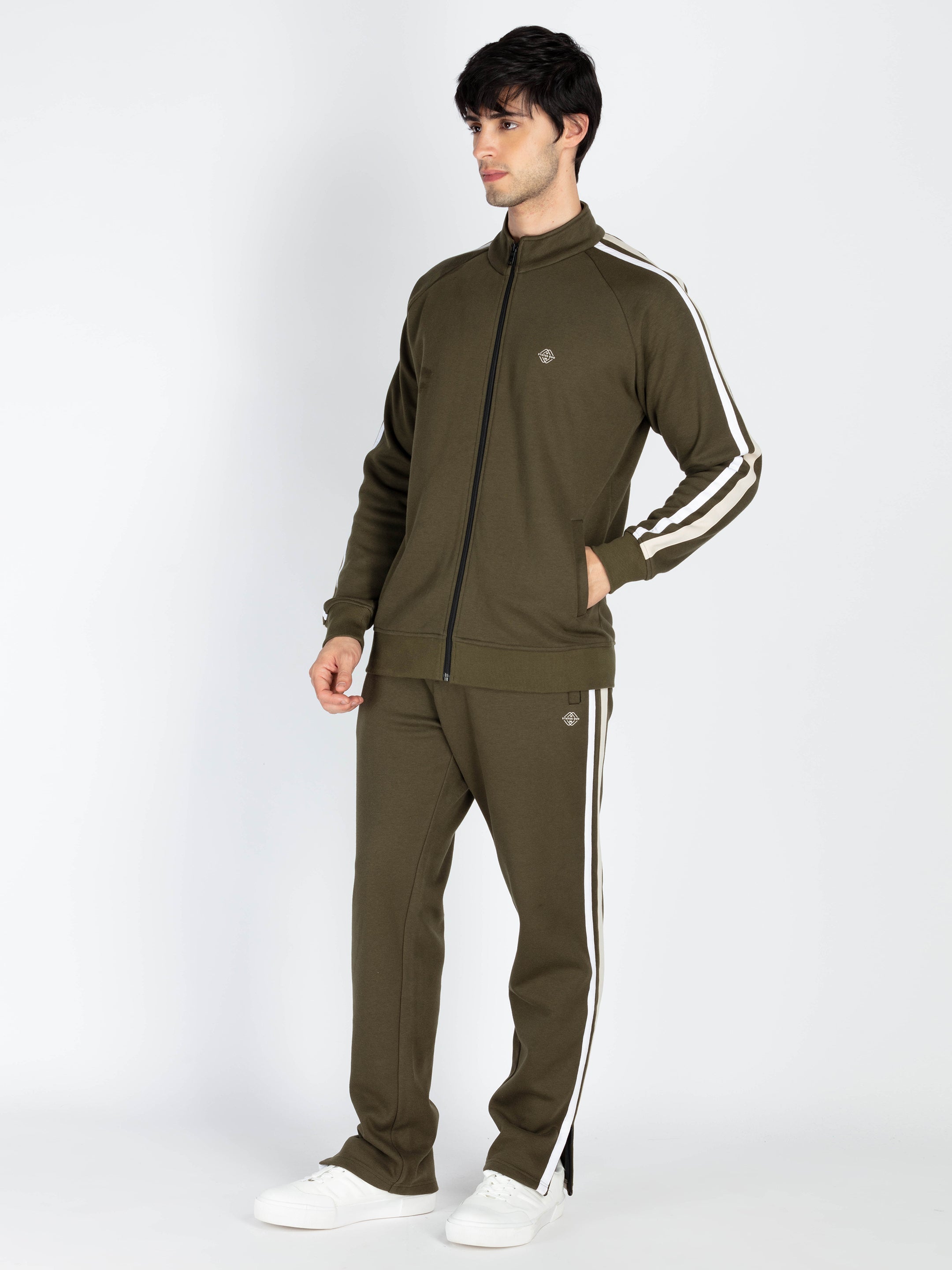 Mens Colorblocked Full Sleeve High Neck Tracksuit