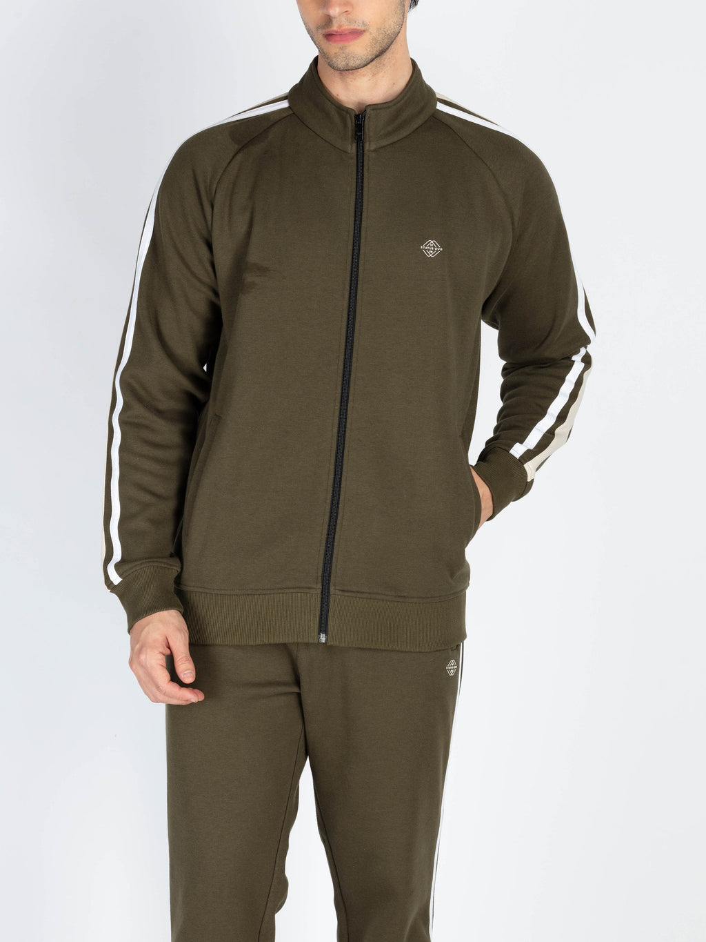 Mens Colorblocked Full Sleeve High Neck Tracksuit