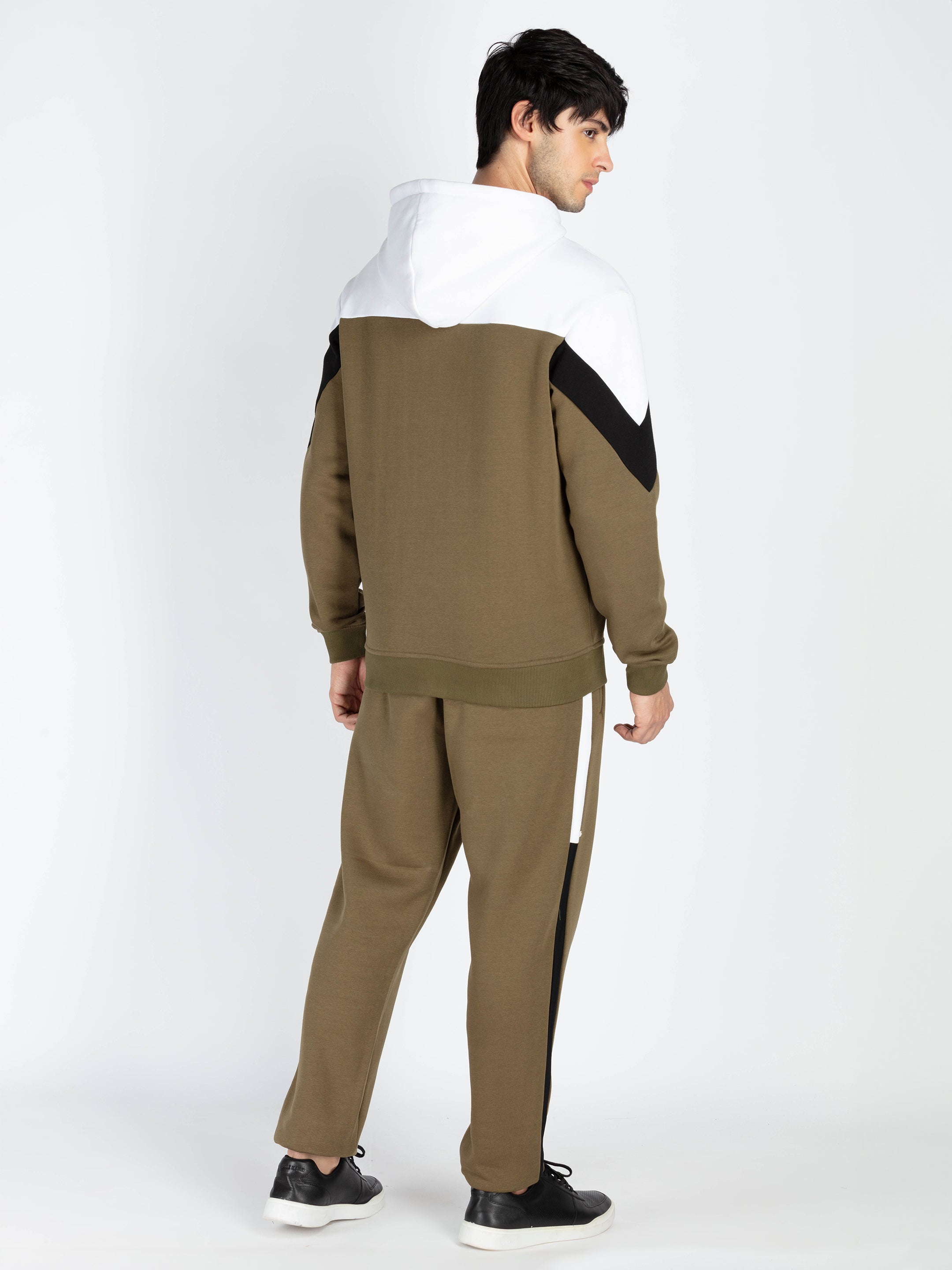 Mens Colorblocked Full Sleeve Hooded Tracksuit