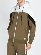 Mens Colorblocked Full Sleeve Hooded Tracksuit