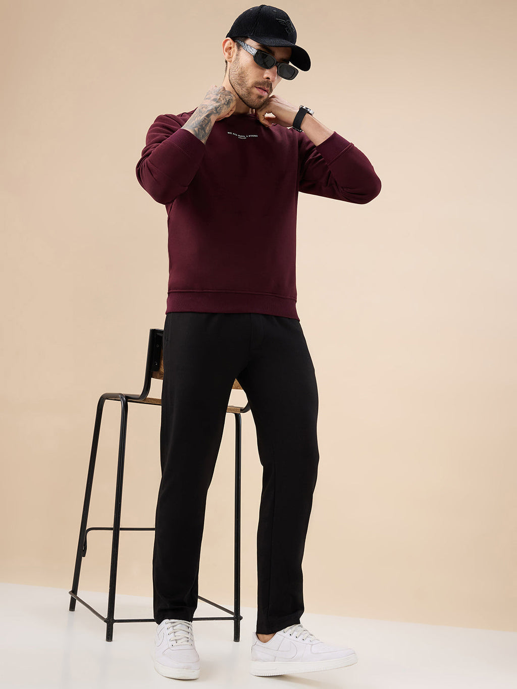 Status Quo Men's Solid Regular Fit Fleece Trackpant with Drawstring Waist